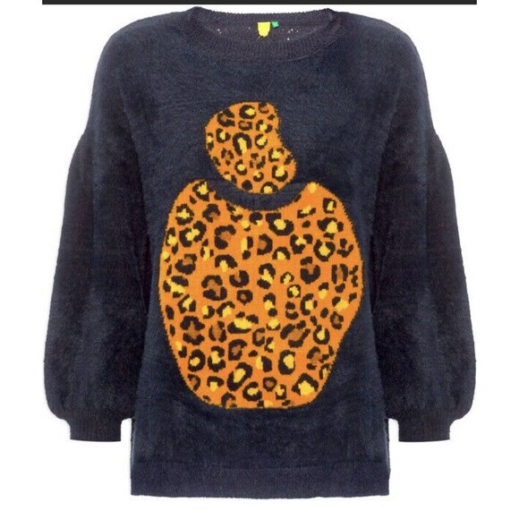 Farm Rio Pull Knitting Blouse Cashew Jaguar. Size Medium - Picture 1 of 6